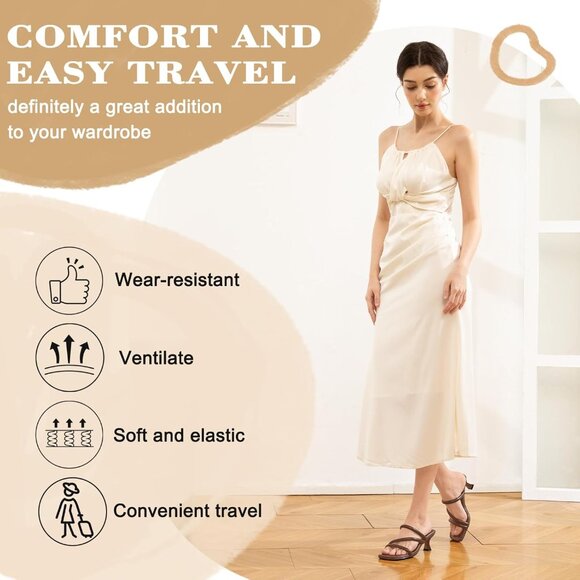 Trakxy Women Brown Square Toe Kitten Heels Open Toe Cross Strappy Party Sandals - Picture 7 of 8